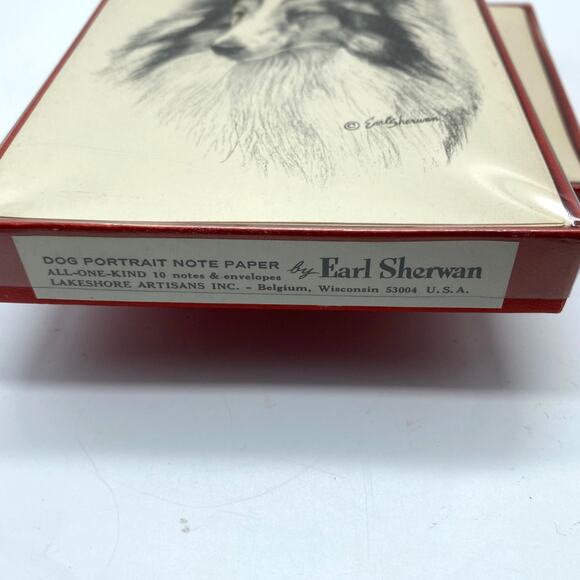 VTG Earl Sherwan Dog Note cards/envelope 10 PK 1967‎ Shetland Sheepdog NOS - Picture 2 of 6